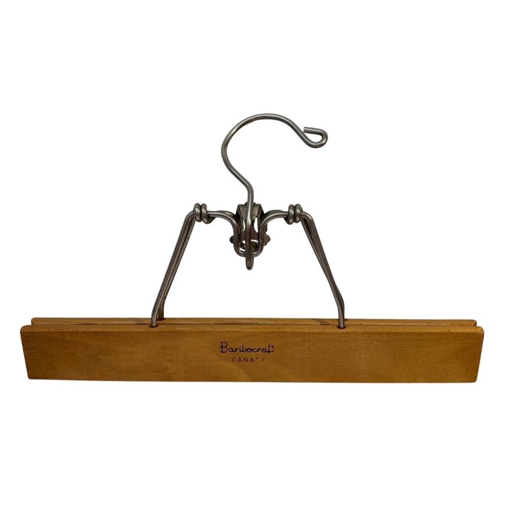 Baribocraft Wooden Hanger Canada Pants SkirtWith Metal Clamp 10"